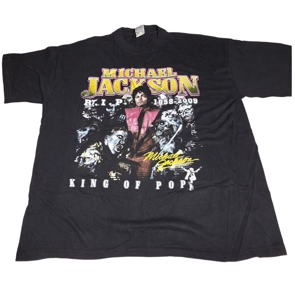 Michael Jackson King of Pop R.I.P. 1958-2009 Memorial T-Shirt Black 2XL A11